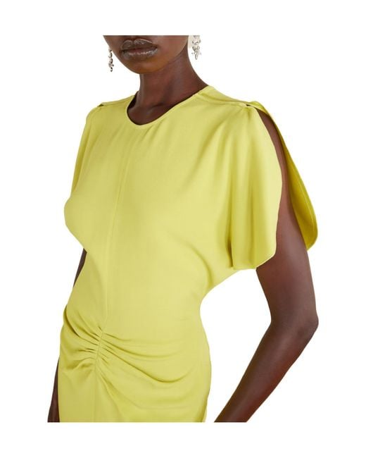 Victoria Beckham Yellow Midi Dress With Round Neck