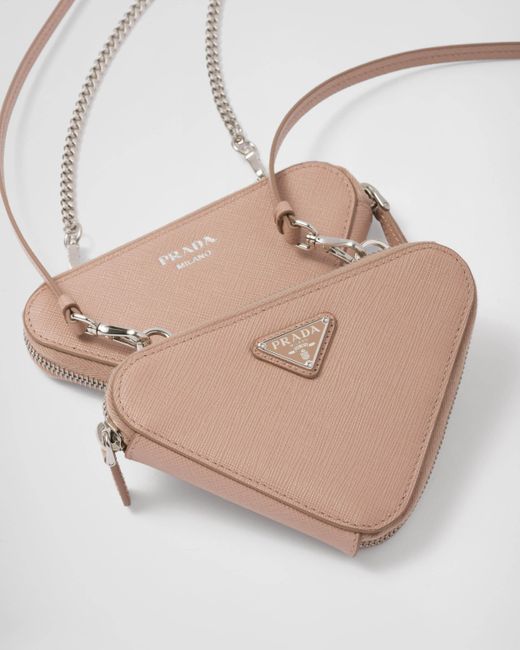 Prada White Saffiano Leather Mini Pouch