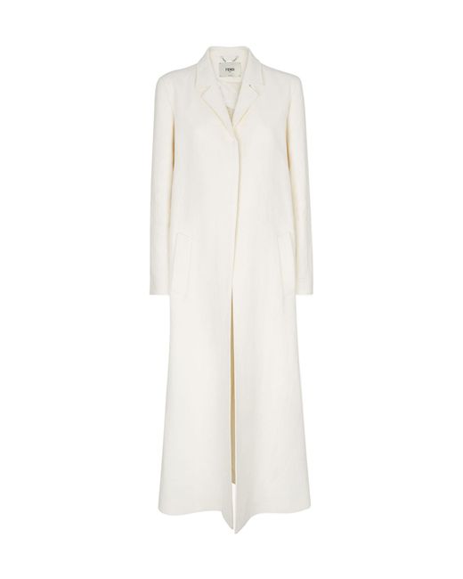 Fendi White Waxed Linen Overcoat