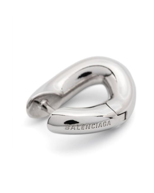 Balenciaga White Logo Engraved Earrings