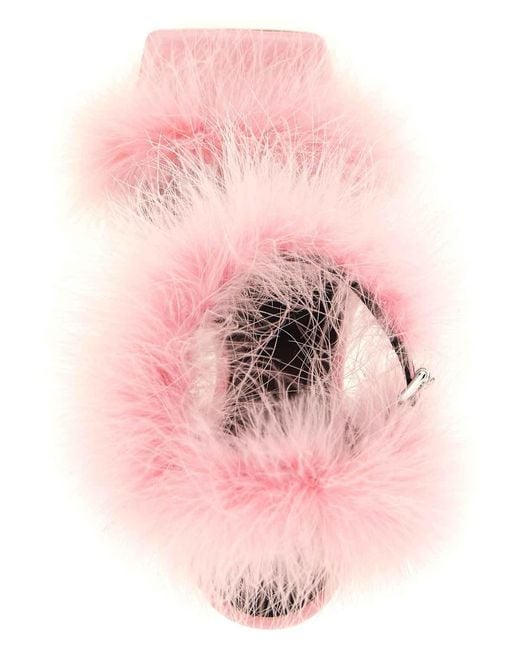 Moschino Pink Feather High-Heeled Sandals