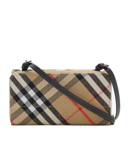 Burberry Gray Snip Checked Foldover-Top Pouch