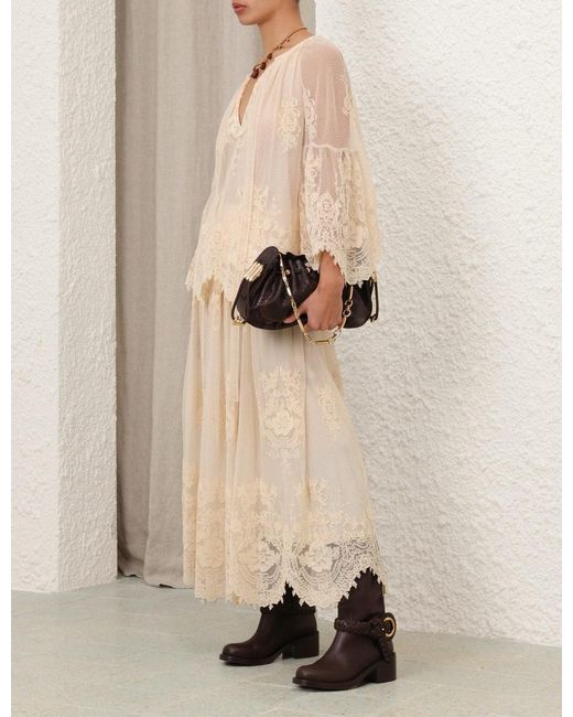 Zimmermann Natural Lace Maxi Skirt