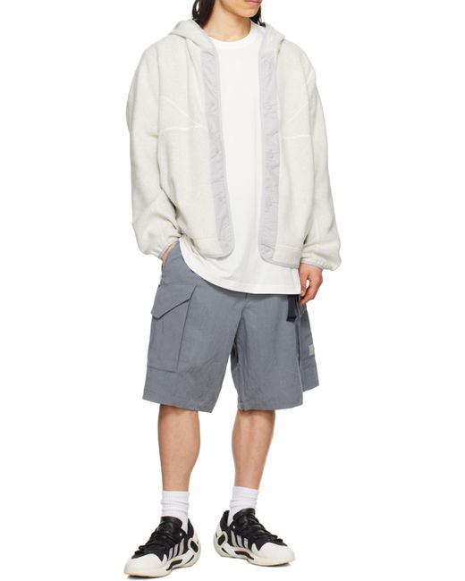 Y-3 White Fleece Hooded Jacket for men