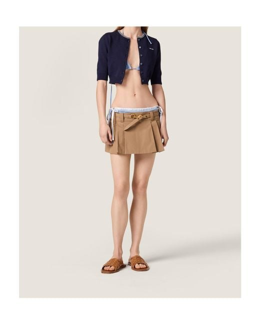 Miu Miu Blue Cropped Logo Cardigan