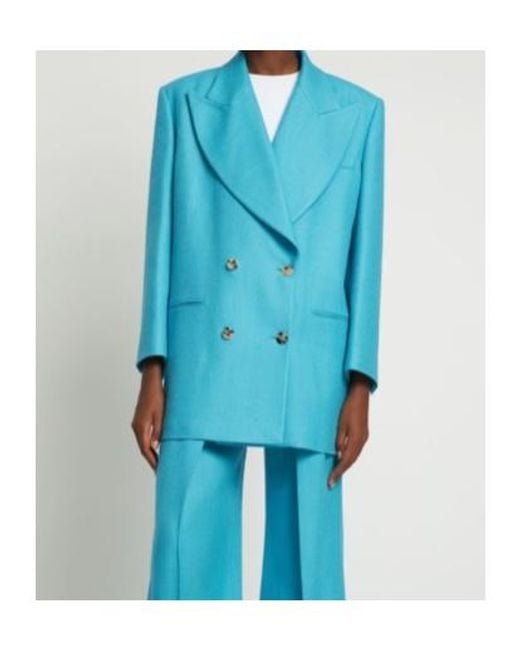 GIUSEPPE DI MORABITO Blue Textured Wool Oversize Blazer