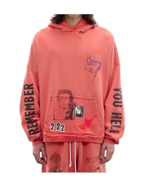 Paly Hollywood Red Patterned Printed Hoodie for men
