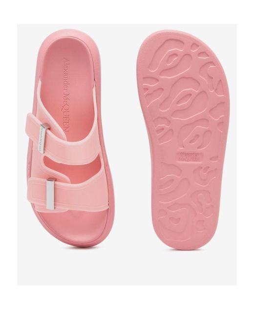 McQueen Pink Hybrid Double Buckled Slides