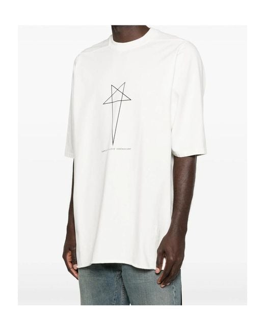 Rick Owens White Star-Graphic Ribbon T-Shirt for men