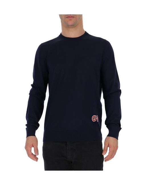 Gucci Blue Gg Logo Patch Jumper for men