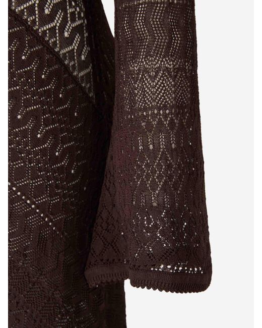 Staud Brown Round Neck Long Sleeve Dress