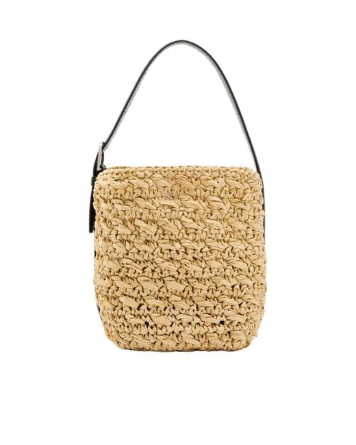 Totême White Belted Small Paper Raffia Tote