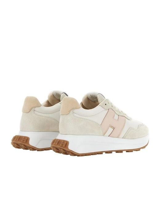 Hogan White Logo Patch Panelled Sneakers