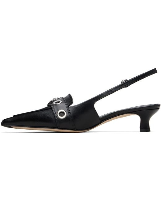 Aeyde Black Davina Openwork Slingback High-Heeled Sandals