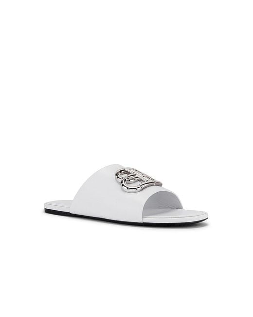 Balenciaga White Bb Buckle Sandals