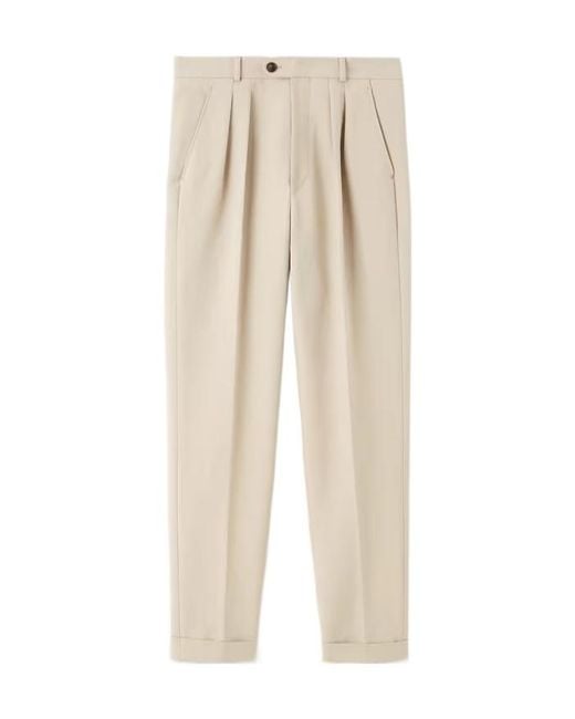 Loro Piana Natural Pleated Cuffed Trousers for men