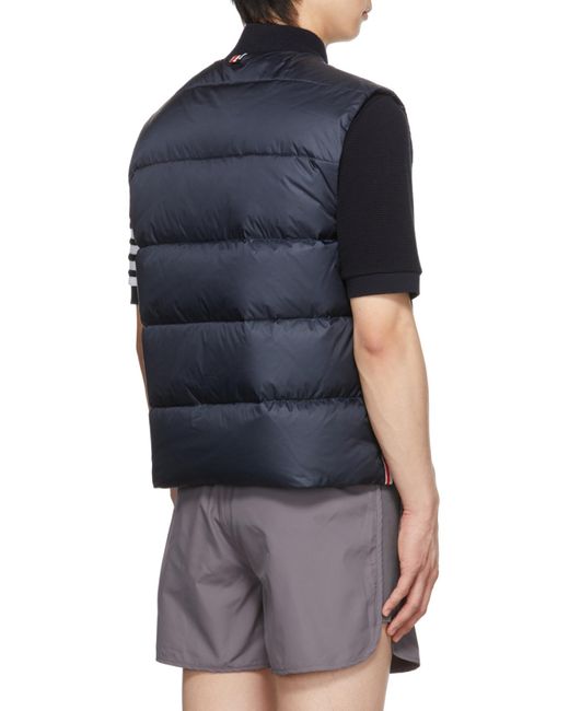 Thom Browne Blue 4-Bar Down Gilet for men