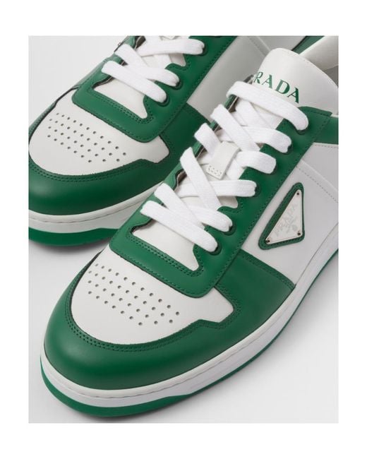 Prada Green Downtown Leather Sneakers for men