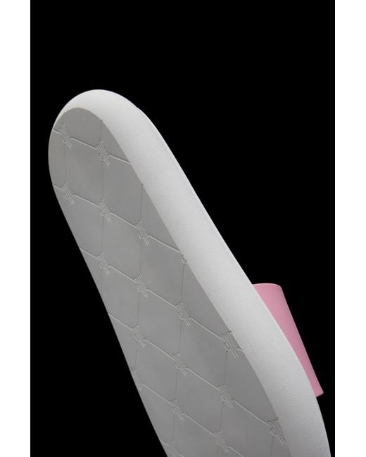 Moncler Pink Debossed-Logo Leather Slides