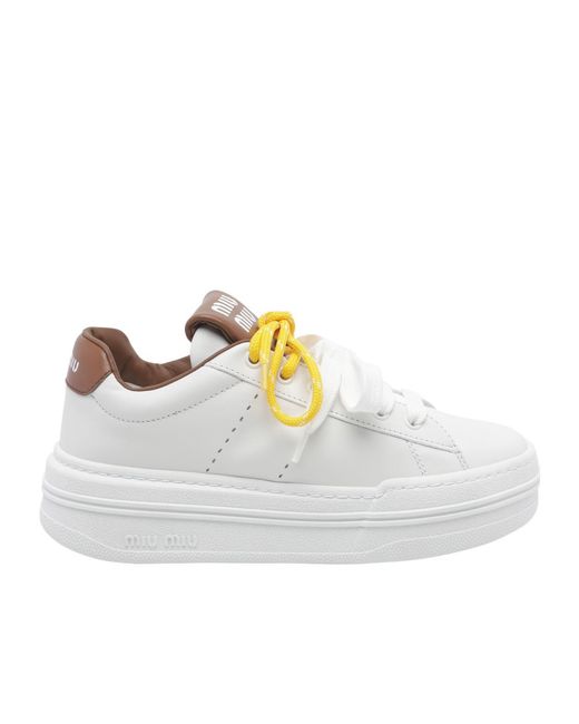 Miu Miu White Round-Toe Low-Top Casual Shoes