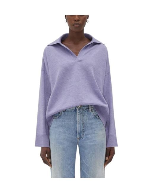 Bottega Veneta Purple Bv Embroidered Knit Polo Shirt