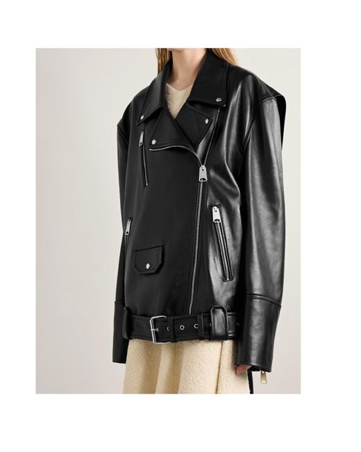 Khaite Black Hansel Belted Leather Jacket