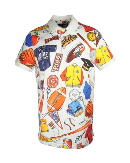 Moschino Multicolor Printed Polo Shirt for men