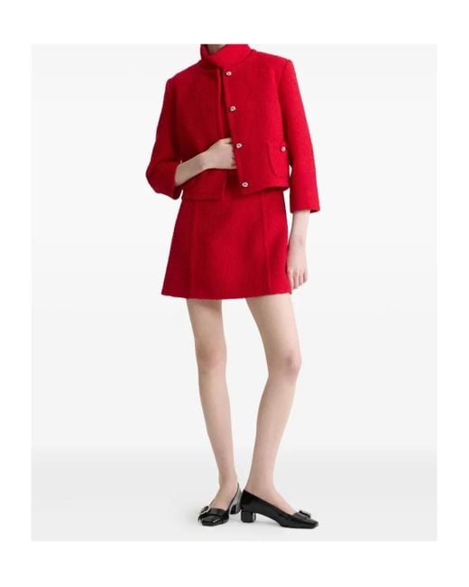 Patou Red No Collar Box Jacket