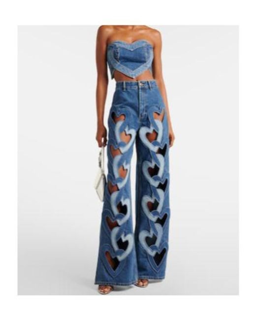 Area Blue Strapless Denim Top