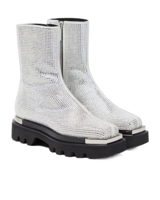 Peter Do Gray Crystal-Embellished Leather Boots