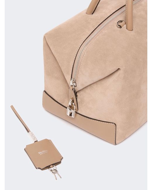 Max Mara Natural Large Nubuck Leather Boston Bag