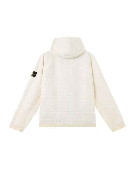 Stone Island White Padded Hooded Jacket for men
