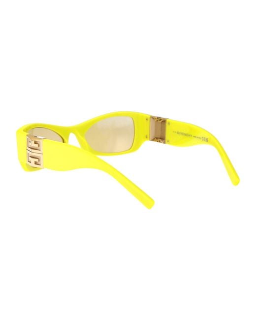 Givenchy Yellow Eyewear Rectangular Frame Sunglasses for men