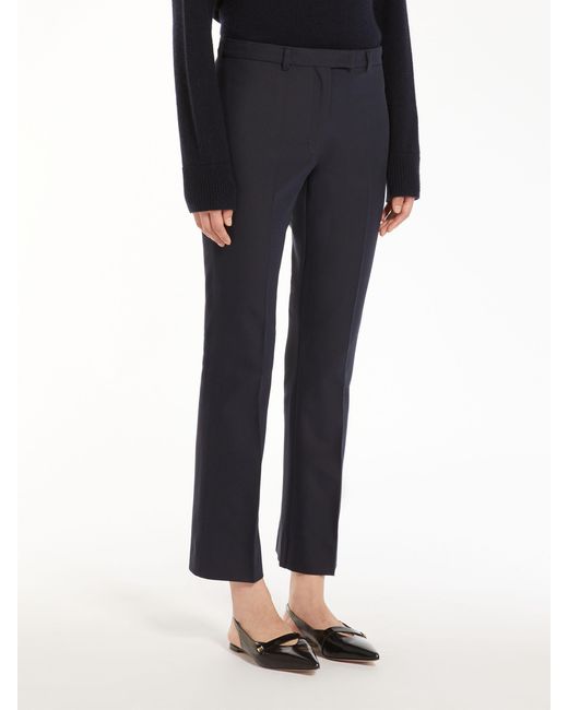 Max Mara Blue 'S High Waist Straight Leg Pants