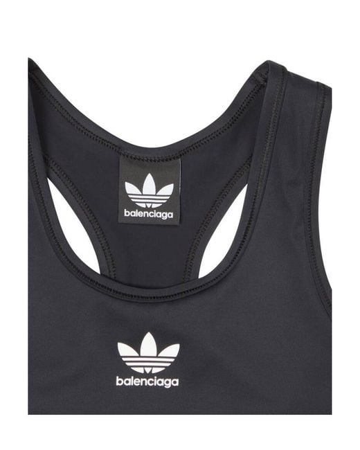 Balenciaga Black X Adidas Logo Printed Cropped Top