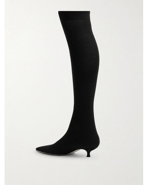 Rene Caovilla Black 40Mm Above-Knee Boots