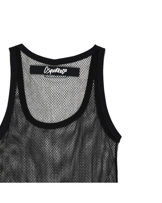 DSquared² Black Longline Mesh Tank Top