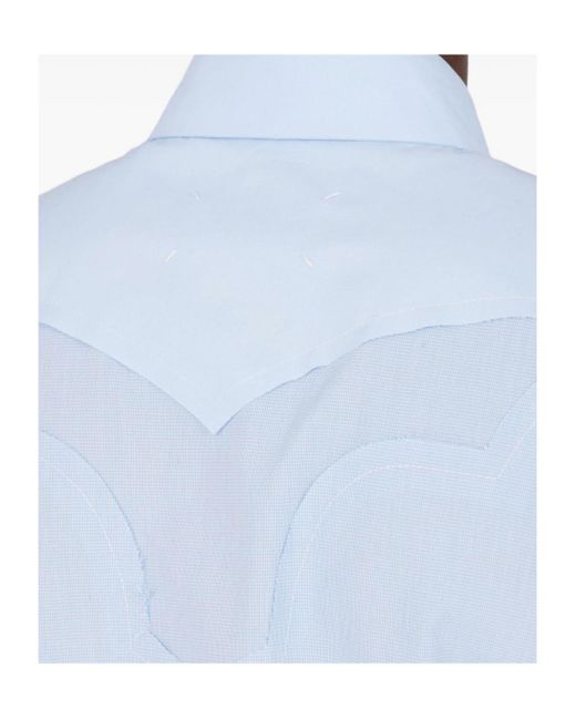 Maison Margiela Blue Cotton Shirt With Stitching Detail for men