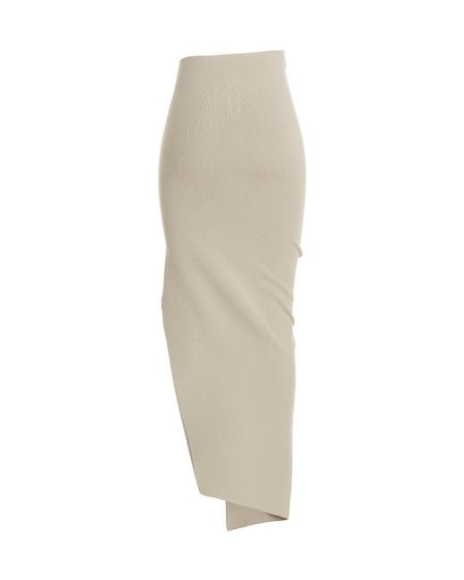 Rick Owens Natural Asymmetric Draped Skirt