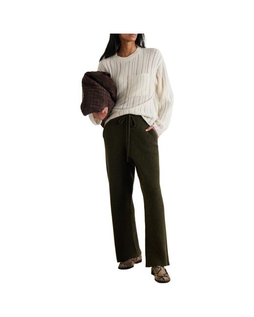 The Elder Statesman White Ribbed Cashmere And Cotton-Blend Sweater
