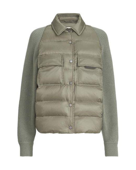 Brunello Cucinelli Green Down Quilted Short Puffer Jacket