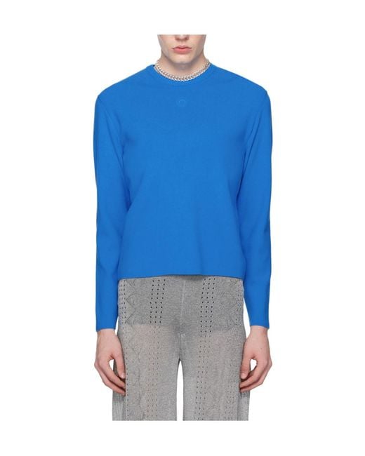 MARINE SERRE Blue Core Round-Neck Sweater for men