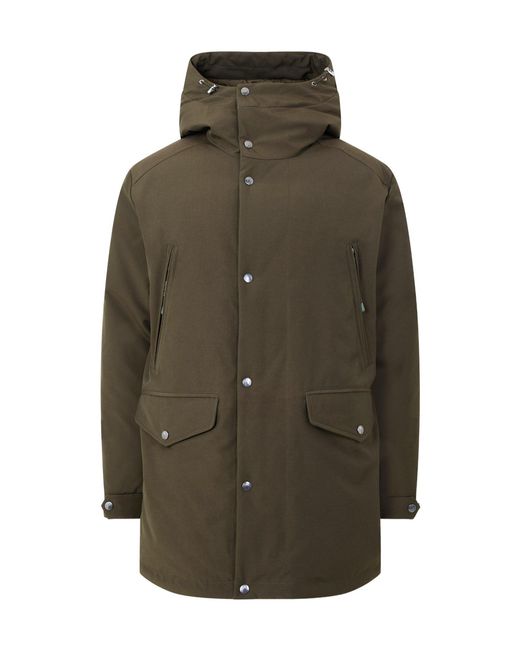 Moncler Green Hooded Parka With Snap Closure for men
