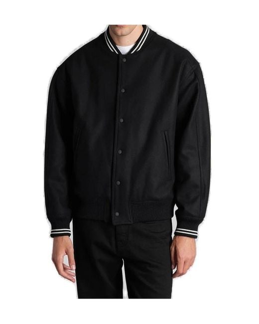 Maison Kitsuné Black Maison Kitsuné Button-Up Bomber Jacket for men