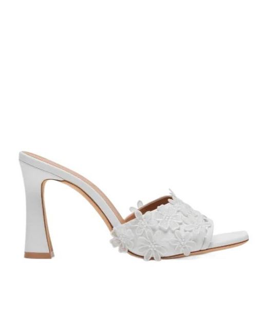 Malone Souliers White Roxanne Floral Leather Sandals