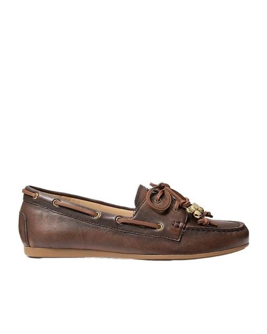 MICHAEL Michael Kors Brown Front-Tie Moccasin Shoes