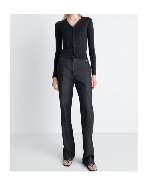 Lemaire Black V-Neck Buttoned Cardigan