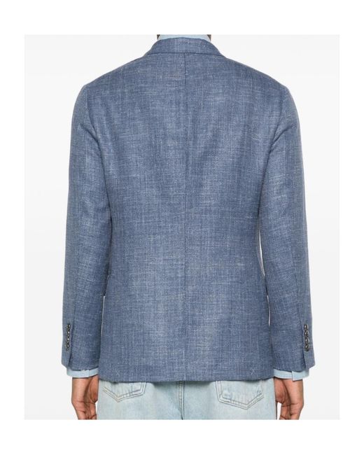 Brunello Cucinelli Blue Single-Breasted Jacket for men