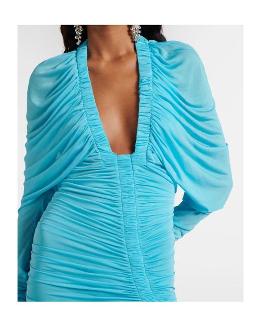 Christopher Esber Blue Orion Ruched Sheer Minidress