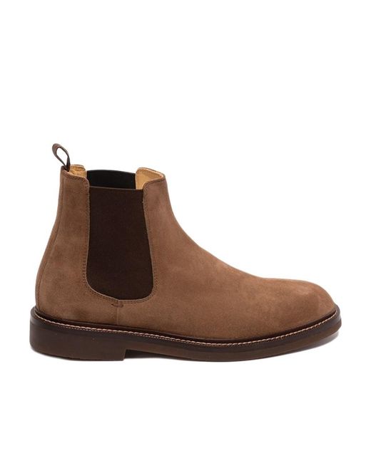 Brunello Cucinelli Brown Suede Ankle Boots for men